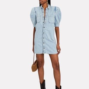 FRAME • Rossette Sleeve Denim Dress • XS